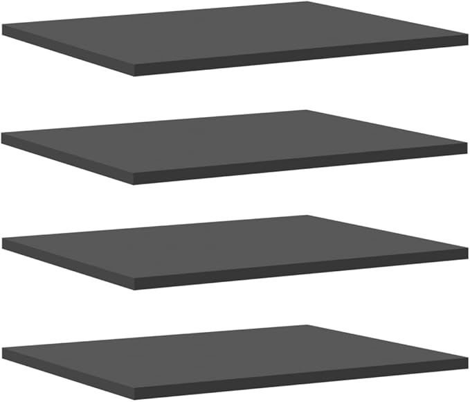 Set of 4 Floating Wall Shelves, Modern Grey Engineered Wood Rectangular Display Shelf for Books, Plants, and Home Decor, 15.7 x 19.7 Inch Storage Organizers