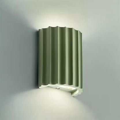 7 Inch Large Contemporary Wall Sconce Modern Wall Light Up and Down 2 Lights Nordic Green Wall Mounted Lamp Half Cylinder Resin Plaster Sconces Lighting for Living Room Stairway