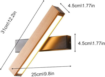 Lamp for Wall, Modern Indoor LED Wall Sconce Wooden Minimalist Interior Small Wall Lights 1 Pack Hardwired 360° Rotatable Wall Mount Light for Living Room Bedroom Hallway Corridor(White Light,L)