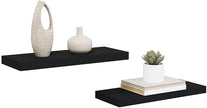 Wall Shelf Set of 2 Black Honeycomb MDF Metal Medium Floating Shelves for Modern Living Room Bedroom Office Storage Display