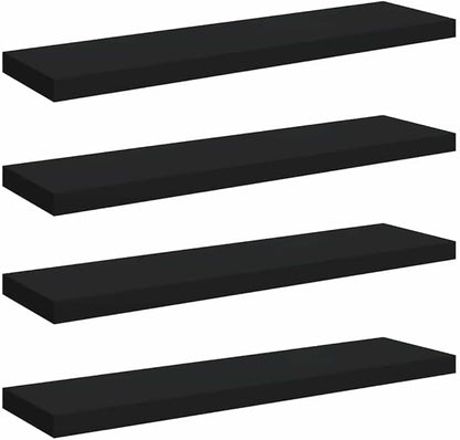 Set of 4 Black Honeycomb Floating Wall Shelves, Modern MDF and Metal Wall Mounted Shelf for Home Office Decor, Display Books and Decorative Pieces