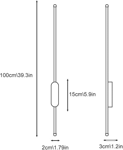 LED Hardwired Long Wall Sconce Light Bar - Minimalist Linear Wall Lamp for Bedroom, Living Room, Hallway, Aisle, 100cm (6000K)