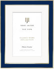 Isaac Jacobs 6x8 (Matted 4x6) Navy Enamel Picture Frame with Gold Metal Edge and Easel, Tabletop Display, Wall Décor, Photo Gallery, (6x8 (Matted 4x6), Navy with Gold)