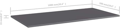 Set of 4 Wall Mounted Floating Shelves, 39.4x19.7 Inch Modern High Gloss Gray Engineered Wood Bookshelves for Living Room Bedroom Storage Display