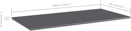 Set of 4 Wall Mounted Floating Shelves, 39.4x19.7 Inch Modern High Gloss Gray Engineered Wood Bookshelves for Living Room Bedroom Storage Display