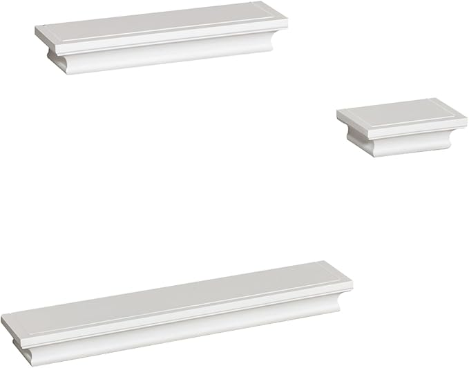 AHDECOR Versatile White Wall Mounted Floating Shelves, Stylish and Practical Home Decor and Storage in Any Room, Set of 3