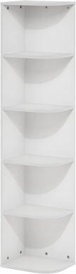 Furinno PASIR Book Shelf, 5-Tier Corner Bookshelf, Open Shelves Bookcase 9.3 x 12 x 51.7, for Living Room, Bedroom, Home Office, White