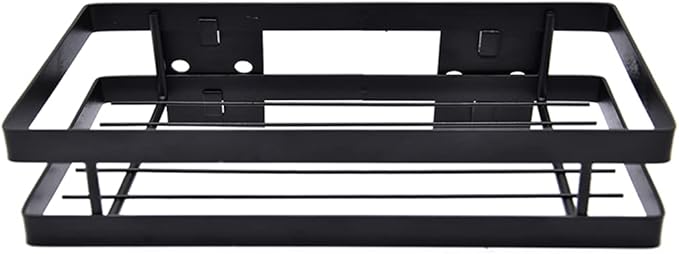 Hoshen Kitchen Hanging Buckle Spice Rack, Wrought Iron Coating Storage Rack, Wall-Mounted Spice Bottle Jam Storage Rack, Bathroom Storage Rack，1 Piece ，Black，30CM