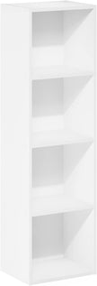 Furinno PASIR Book Shelf, 4-Tier Modern Bookshelf, Open Shelves Bookcase 9 x 12 x 42, for Living Room, Bedroom, Home Office, White