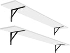 DINZI LVJ Long Wall Shelves, 55.1Inch Wall Mounted Shelves Set of 2, Extra Large Floating Storage Ledges with Sturdy Metal Brackets for Living Room, Bathroom, Bedroom, Kitchen, White