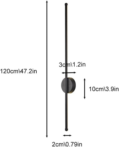 Nordic LED Linear Wall Sconce - Minimalist Aluminum Light for Living Room, Bedroom, and More(Black,120cm)