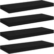 Wall Shelf Set of 4 Black Honeycomb MDF Metal Medium Floating Shelves for Home Storage and Display