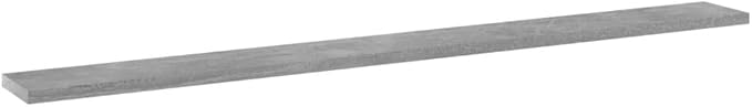 Set of 4 Large Floating Shelves, Concrete Grey Engineered Wood Wall Shelves for Living Room, Minimalist Rectangular Storage Shelf Display for Books and Decor
