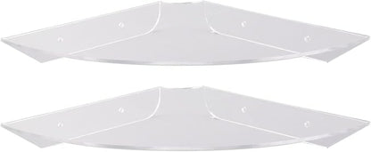 Acrylic Wall Mount Floating Corner Shelves 2pcs Quarter Round Shower Shelf, Sturdy Wall Storage Display Organizer for Bathroom Kitchen Bedroom Living Room 1.2 x 8.3 x 8.3in (Transparent)