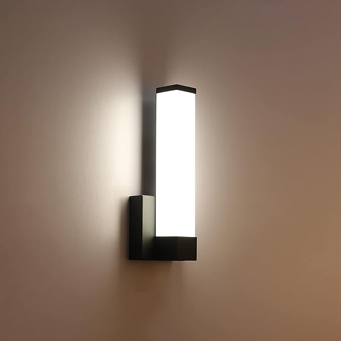 Black Wall Sconce for House Decor LED Wall Lights for Bedroom Bedside Wall Lamp Modern Indoor LED Hallway Sconces Wall Lighting 12" Inch Height 12W 4000K