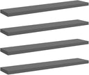 High Gloss Grey Floating Wall Shelf Set of 4, Honeycomb MDF and Metal Modern Shelves for Display and Storage, Invisible Mounting System, Sleek Minimalist Design for Living