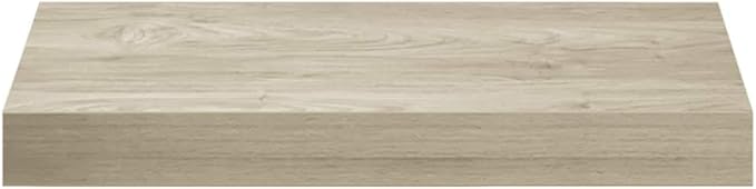 Floating Wall Shelf Oak MDF Metal Mounted Display Shelf for Living Room Bedroom, 15.7x9.1x1.5 Inches, Durable Engineered Wood with Matte Finish, Easy Assembly, Modern Storage