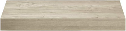 Floating Wall Shelf Oak MDF Metal Mounted Display Shelf for Living Room Bedroom, 15.7x9.1x1.5 Inches, Durable Engineered Wood with Matte Finish, Easy Assembly, Modern Storage