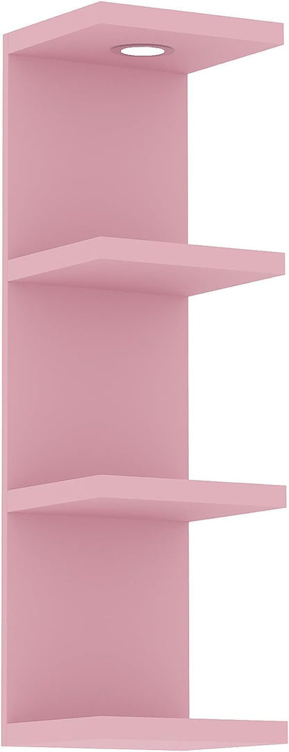 Versatile 4 Tier Wall Shelf Unit,Pink Lack Wall Shelf,Display Floating Shelf with LED Remote Control Light