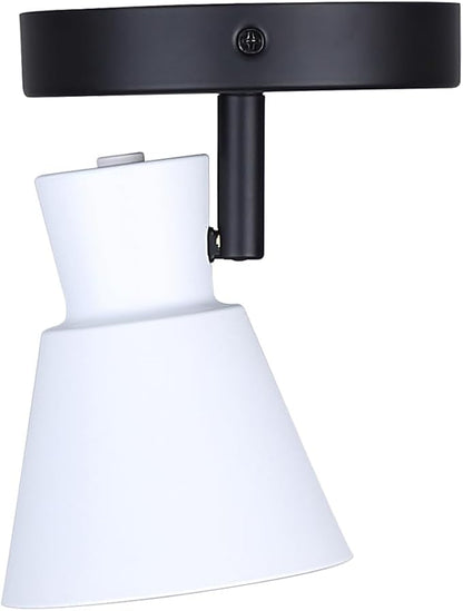 Canarm Radley 1-Light Ceiling or Wall Light, Matte Black and White Metal Shade, Minimalist Design with Adjustable Head, Ideal for Kitchen, Hallway, or Living Room