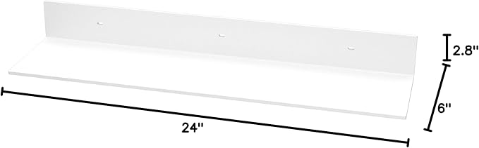 24 Inches Acrylic Wall Shelves 2 Pack, Floating Shelf for Wall Mounting, Acrylic Display Ledges for Funko Pop Figures, Home Décor, Living Room, Gaming Room, Plants(24 inch, White)