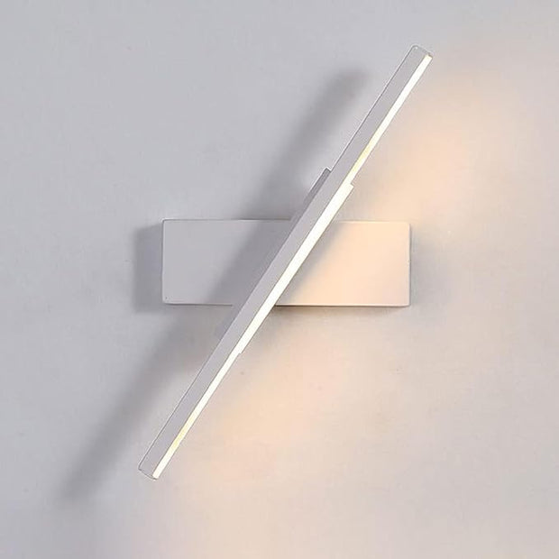 Modern Linear LED Wall Sconce 3 Color Change Minimalist Wall Lamp 30cm Length Black White Rotatable Lighting for Living Room Corridor Hallway Indoor Wall Mounted Light Fixture(White)