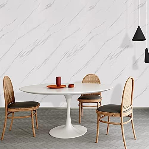 Glossy Marble Paper Granite Gray/White Wallpaper Peel and Stick Wallpaper Self Adhesive Removable Wallpapers 23.6″ ×393″ Waterproof Countertop Paper for Cabinet Countertop Furniture Kitchen Viny Film
