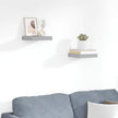 Gray MDF Floating Wall Shelf Set of 2, 9.1x9.3x1.5 Inch Square Shelves for Modern Home Decor, Invisible Mounts for Easy Installation, Durable Display Storage for Books