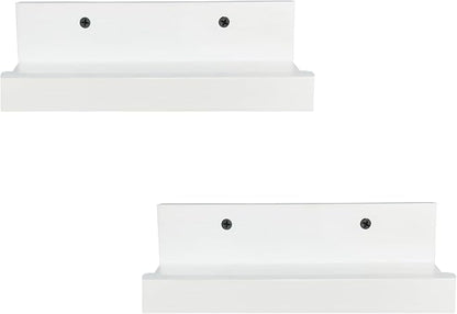 Z metnal Small Floating Shelves, Natural Wooden Display Wall Shelf for Picture Ledge, Nursery Floating Shelves, White, Wall Mounted, 8 x 5.5 inch, 2 Pcs