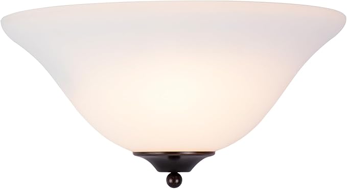 13 inch Half Moon Wall Sconce, 1-Light Dimmable Wall Light Fixture, Modern Wall Lamp with White Frosted Glass Shade for Bedroom, Living Room, Hallway