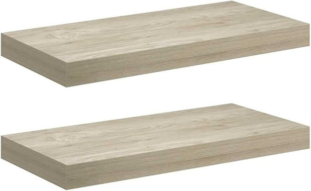 Floating Wall Shelf Set of 2, Oak Honeycomb MDF with Metal Frame, Modern Invisible Mount Shelves for Home Display and Storage, 19.7x9.1x1.5 Inches, Matte Finish, Holds 15.4