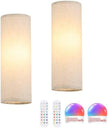 Adhesive Battery Operated Wall Sconce Set of 2, 5000 mAh Battery Rechargeable Bulb with 12 RGB Colors, Stick on Wall Sconce No Drill Wall Lights, Linen