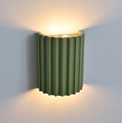 Contemporary Mini Wall Light Minimalist Half-Cylinder Desgin Green Wall Mounted Lamp Resin Plaster Wall Sconce for Living Room Bed Room Stairway Hallway