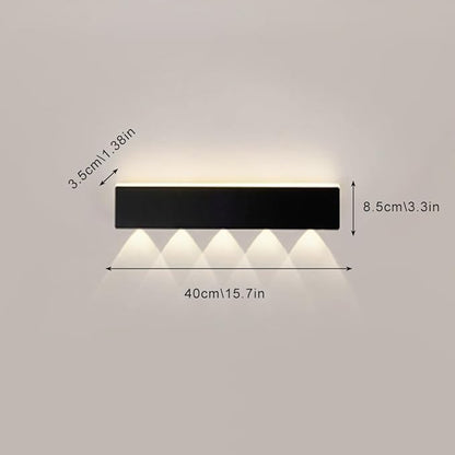 Black Long Strip Wall Light, Ultra-Thin Metal Wall Sconce, Modern LED Wall Lamp with Mini Spotlight, Up and Down Lighting Wall Lights, 3000K Warm Light Decorative Wall Lamp Fixture