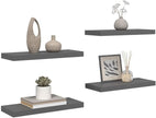 Set of 4 Floating Wall Shelves High Gloss Grey Honeycomb MDF Metal Modern Storage Display