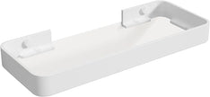 Danpoo 12-Inch Wall Shelf, Clear Tempered Glass with Matte White Aluminum Frame – Versatile Floating Bathroom Organizer