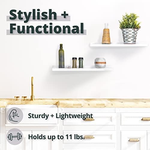Greenco Picture Shelf, Set of 2 Wall Mounted Photo Ledge Floating Shelves for Bedroom, Living Room, Kitchen, Bathroom, Nursery Display, Walnut Finish