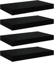 Set of 4 High Gloss Black Honeycomb MDF Floating Wall Shelves Modern Display Storage for Living Room Bedroom Office