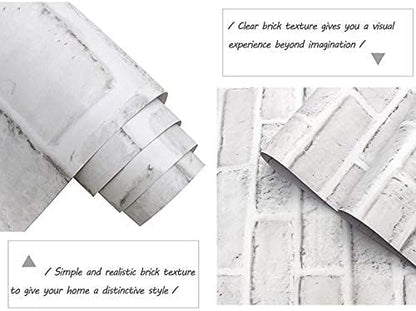 Cohoo Home Brick Wallpaper Peel and Stick Contact Paper 393inL 18inW Faux 3D Brick Contact Paper for Wall White Gray Self Adhesive Removable Wallpaper Backsplash Bedroom Wall Sticky Waterproof Thick