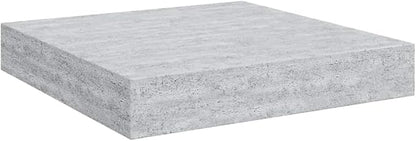 Concrete Grey Floating Wall Shelves Set of 2, Honeycomb MDF and Metal Modern Invisible Mounting System for Living Room Office Decor, Durable Display Shelf for Books
