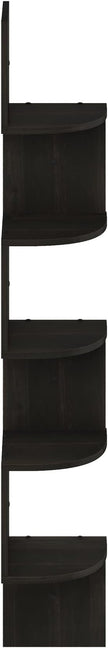 Furinno ROSSI 5-Tier Floating Corner Shelf for Wall, Corner Zigzag Shelf Wall Mounted, Radial Wall Mount Shelves, for Home Office, Living Room, Bedroom, Bathroom, Espresso