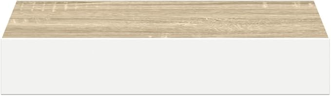 Floating Wall Shelf Oak White Honeycomb MDF Metal 9.1x9.3x1.5 in Modern Invisible Mounting System for Living Room Office Decor
