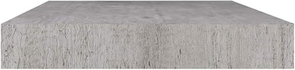 Concrete Grey Floating Wall Shelf Honeycomb MDF Metal 19.7x9.1x1.5 in Modern Storage with Invisible Mounting System for Living Room Office