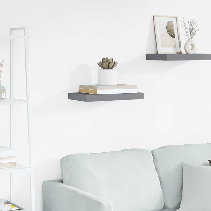 Grey Honeycomb MDF Metal Floating Wall Shelf 15.7x9.1x1.5 in, 4-Piece Set for Modern Living Room Bedroom Office Storage and Display