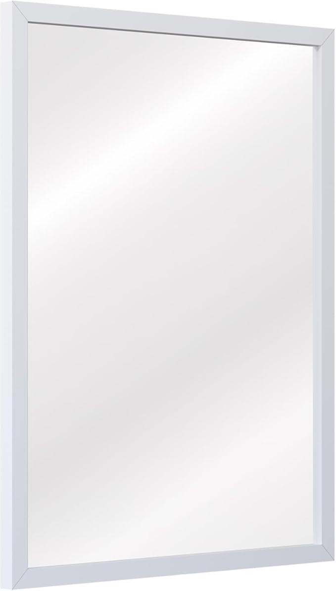 White Large Bathroom Wall Mirror, 18x24 Mirror Set of 2 for Bathroom, Vanity