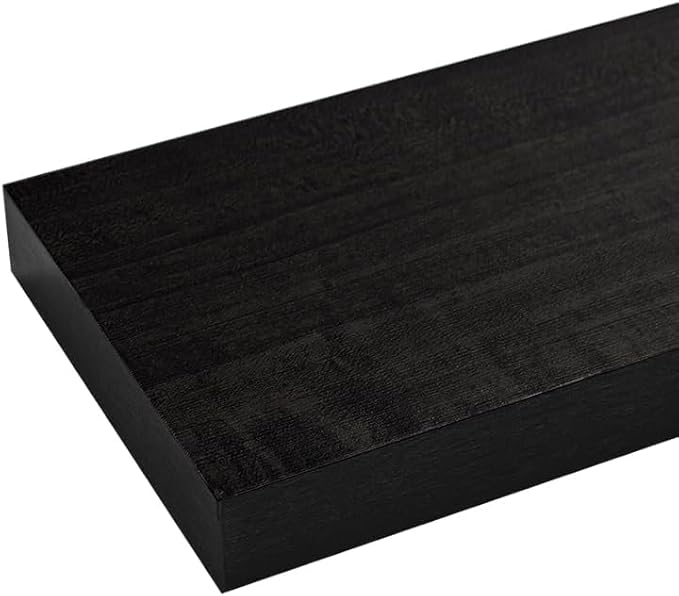 Floating Shelves Bathroom for Wall, Bathroom Shelves Over Toilet, Wall Shelves & Book Shelf, Hanging Shelf, Modern Wooden Wall-Mounted Small Floating Shelves, 12x7x1.5 in (Black, Set of 2)