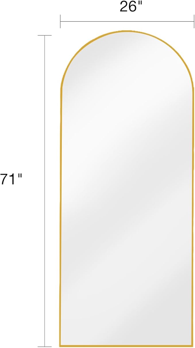 Arched Full Length Mirror, Floor Mirror with Stand, 71