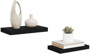 Black Honeycomb MDF Metal Medium Floating Wall Shelves Set of 2 for Home Decor and Storage, Easy Installation with Hardware, Sturdy Support for Books and Display Items