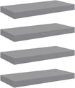 Gray Honeycomb MDF Metal Medium Floating Wall Shelf Set of 4 with Invisible Mounts for Modern Storage and Display