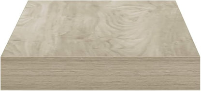 Set of 2 Oak Honeycomb Floating Wall Shelves, Modern MDF and Metal Storage, 15.7 x 9.1 x 1.5 Inches, Invisible Mounting System for Home Decor and Display